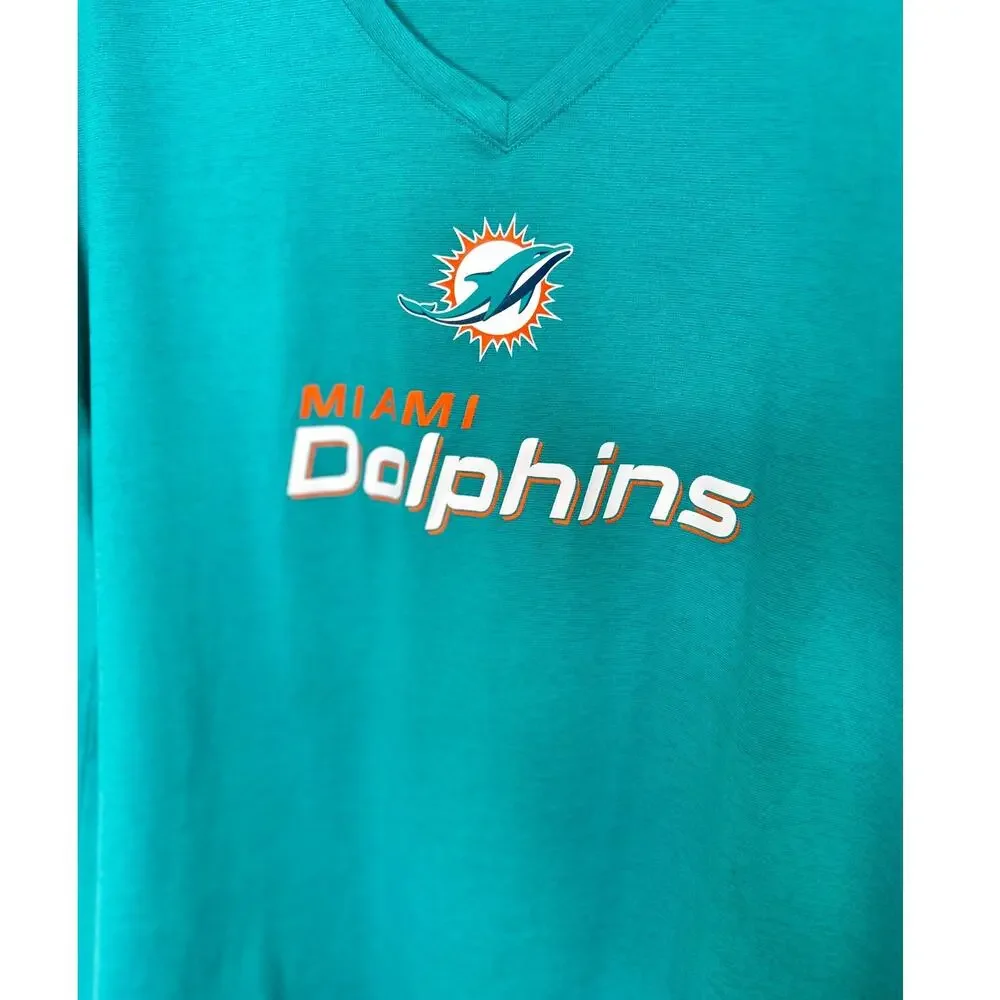 Nike Dri-Fit Miami Dolphins Aqua V-Neck Performance V-Neck T-Shirt XXL